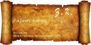 Zajzon Karsa névjegykártya